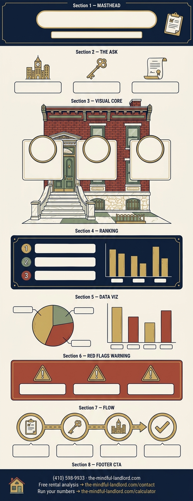 Baltimore landlord licensing requirements infographic: rental facility license, lead paint registration, DHCD compliance